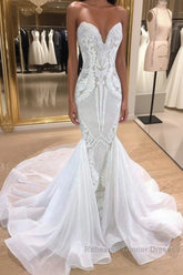 Elegant Long Mermaid Sweetheart Sequins Wedding Dresses